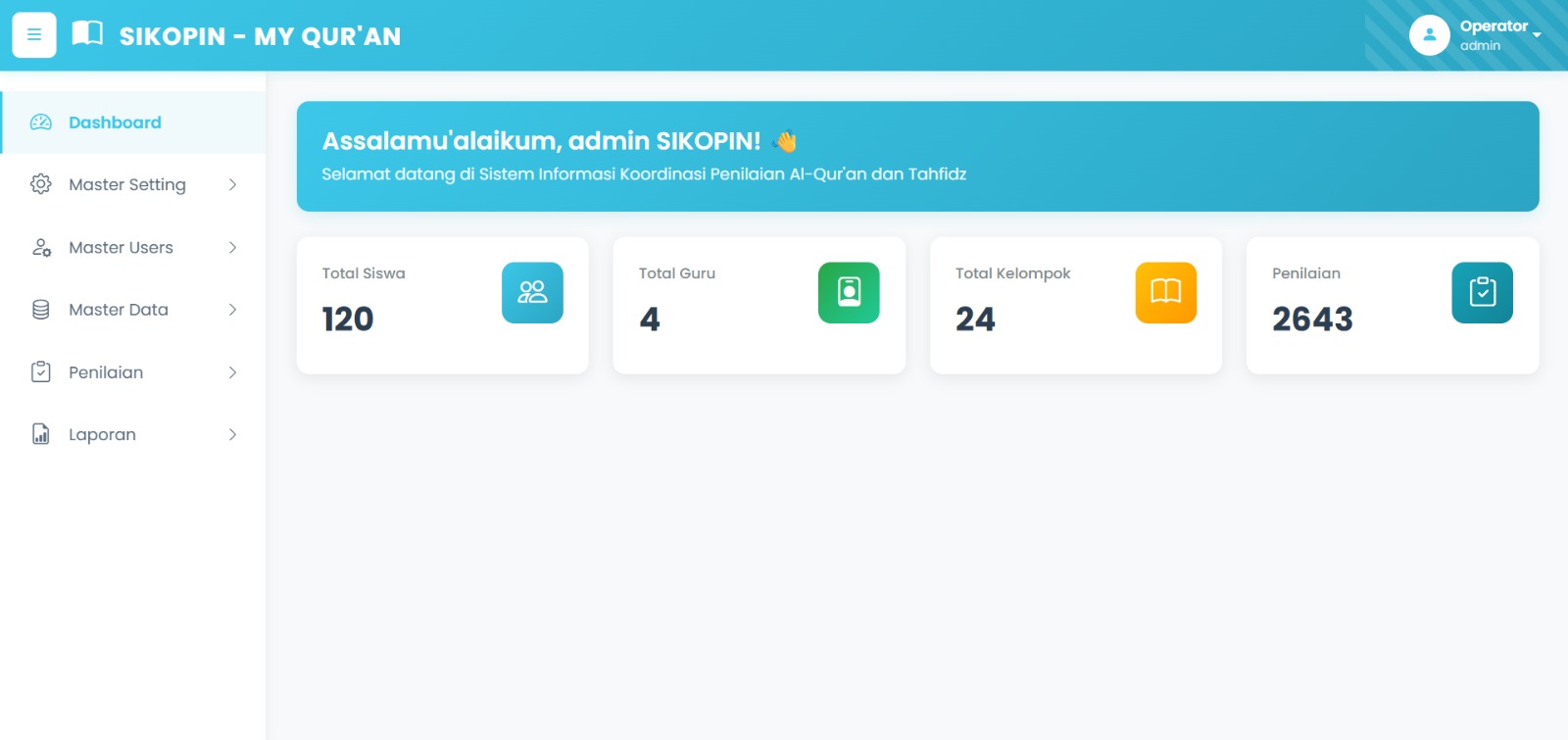 Screenshot beranda Modul Akademik SIKOPIN