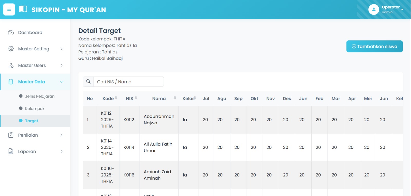 Screenshot target Modul Akademik SIKOPIN
